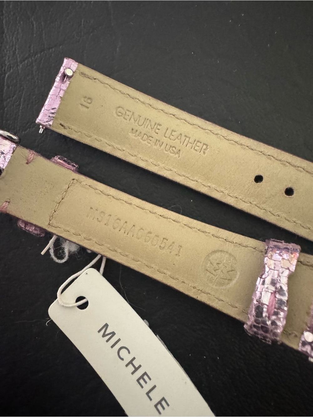 New Michele Metallic Leather 16mm band - Picture 3 of 4